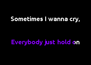 Sometimes I wanna cry,

Everybody just hold on