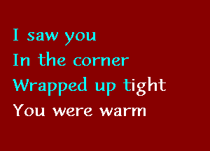 I saw you
In the corner

Wrapped up tight

You were warm