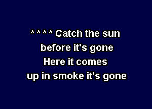 Catch the sun
before it's gone

Here it comes
up in smoke it's gone