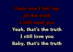 Yeah, that's the truth

I still love you
Baby, that's the truth