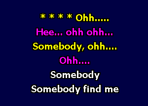 ?Rakatakohh .....

Somebody, ohh....

Somebody
Somebody find me