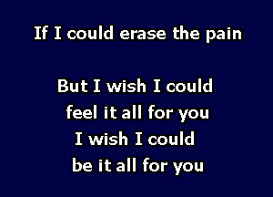 If I could erase the pain

But I wish I could

feel it all for you
I wish I could
be it all for you