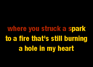 where you struck a spark

to a fire that's still burning
a hole in my heart