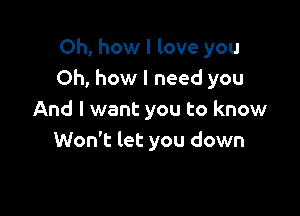 Oh, how I love you
Oh, how I need you

And I want you to know
Won't let you down