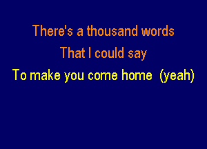 There's a thousand words
That I could say

To make you come home (yeah)