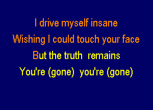 I drive myself insane
Wishing I could touch your face

But the truth remains
You're (gone) you're (gone)