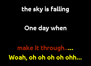the sky is Falling

One day when

make it through .....
Woah, oh oh oh oh ohh...