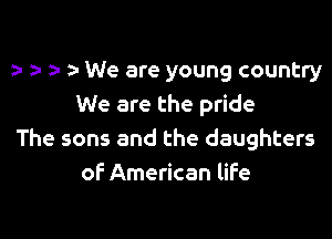 ? 3- We are young country
We are the pride

The sons and the daughters
of American life