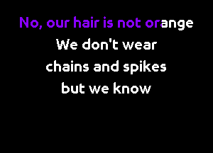 No, our hair is not orange
We don't wear
chains and spikes

but we know