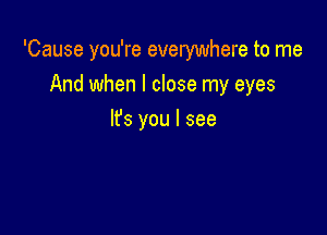 'Cause you're everywhere to me

And when I close my eyes
It's you I see