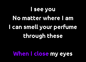 I see you
No matter where I am
I can smell your perfume
through these

When I close my eyes