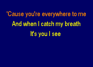 'Cause you're everywhere to me

And when I catch my breath
It's you I see