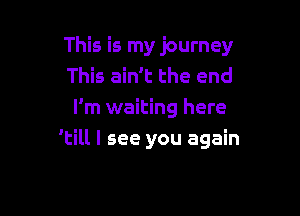 This is my journey
This ain't the end
I'm waiting here

'till I see you again