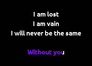 I am lost
I am vain
I will never be the same

Without you