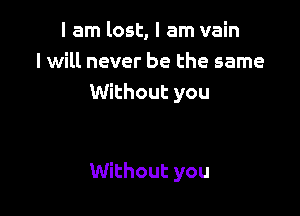 I am lost, I am vain
I will never be the same
Without you

Without you