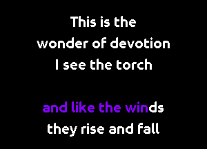 This is the
wonder of devotion
I see the torch

and like the winds
they rise and Fall