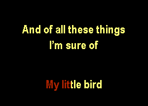 And of all these things
I'm sure of

My little bird