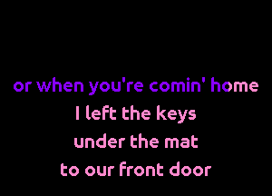 or when you're comin' home

I left the keys
under the mat
to our front door