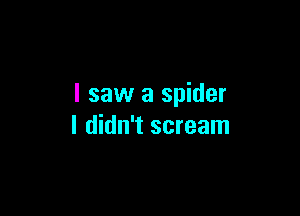 I saw a spider

I didn't scream