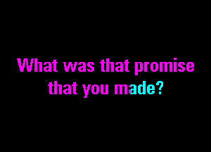 What was that promise

that you made?