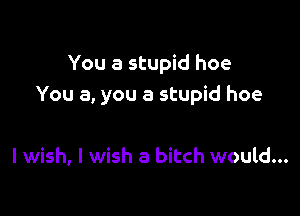 You a stupid hoe
You a, you a stupid hoe

I wish, I wish a bitch would...