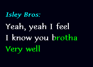 Isle)! Brosr
Yeah, yeah I feel

I know you brotha

Very well