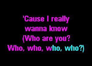 'Cause I really
wanna know

(Who are you?
Who. who, who, who?)