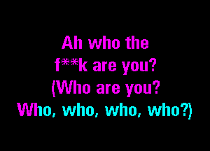Ah who the
fwk are you?

(Who are you?
Who. who, who, who?)