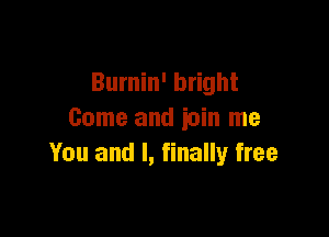 Burnin' bright

Come and ioin me
You and I, finally free