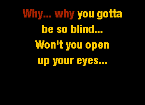 Why... why you gotta
be so blind...
Won't you open

up your eyes...