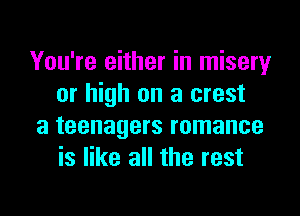 You're either in misery
or high on a crest

a teenagers romance
is like all the rest