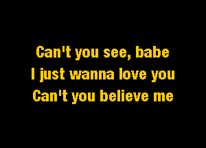 Can't you see, babe

I just wanna love you
Can't you believe me