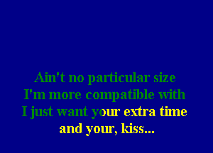 Ain't no particular size
I'm more compatible With
I just want your extra time

and your, kiss...