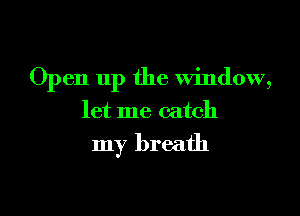 Open up the window,

let me catch

my breath