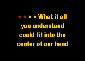 o o o o What if all
you understand

could fit into the
center of our hand