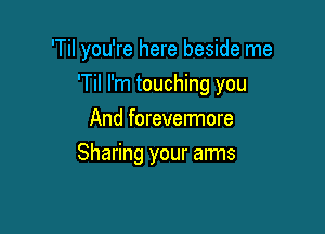 'Til you're here beside me

'Til I'm touching you

And forevermore
Sharing your aims