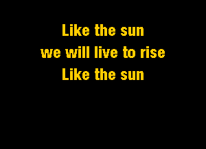 Like the sun
we will live to rise

Like the sun