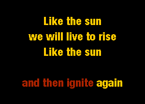 Like the sun
we will live to rise
Like the sun

and then ignite again