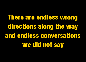 There are endless wrong
directions along the way
and endless conversations
we did not say