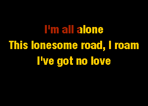 I'm all alone
This lonesome road, I roam

I've got no love