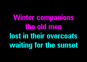 Winter companions
the old men
lost in their overcoats
waiting for the sunset