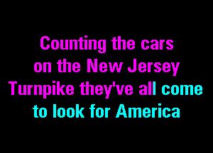 Counting the cars
on the New Jersey

Turnpike they've all come
to look for America
