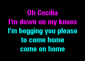 Oh Cecilia
I'm down on my knees

I'm begging you please
to come home
come on home