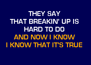 THEY SAY
THAT BREAKIN' UP IS
HARD TO DO
AND NOWI KNOW
I KNOW THAT ITS TRUE