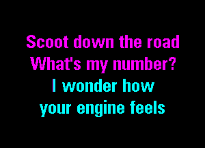 Scoot down the road
What's my number?

I wonder how
your engine feels