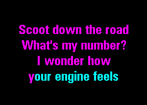 Scoot down the road
What's my number?

I wonder how
your engine feels