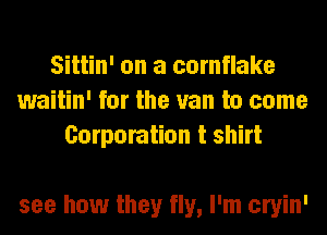 Sittin' on a comflake
waitin' for the van to come
Corporation t shirt

see how they fly, I'm cryin'