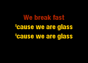 We break fast
'cause we are glass

'cause we are glass