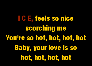 I c E, feels so nice
scorching me

You're so hot, hot, hot, hot
Baby, your love is so
hot, hot, hot, hot