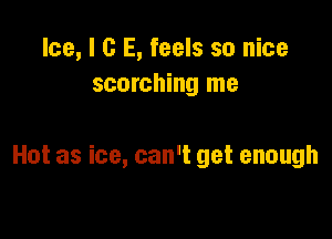 Ice, l G E, feels so nice
scorching me

Hot as ice, can't get enough